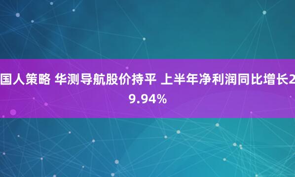 国人策略 华测导航股价持平 上半年净利润同比增长29.94%